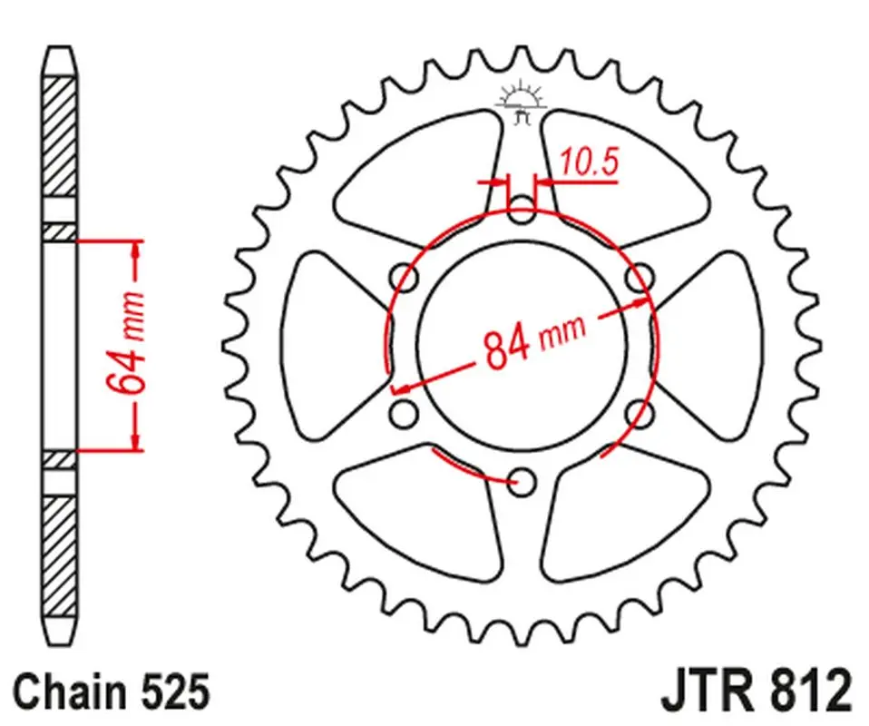 JT zadní řetězové kolečko 812 41 SUZUKI GT 250 '73-77, TS 250 '73-75 (81241JT) (ŘETĚZ 525) ( )