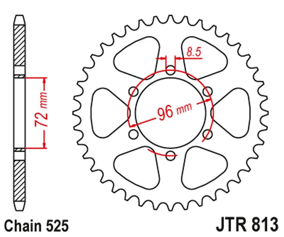 JT zadní řetězové kolečko SUZUKI TS 250 '71-76 (ŘETĚZ 525) (JT zadní řetězové kolečko SUZUKI TS 250 '71-76 (ŘETĚZ 525))