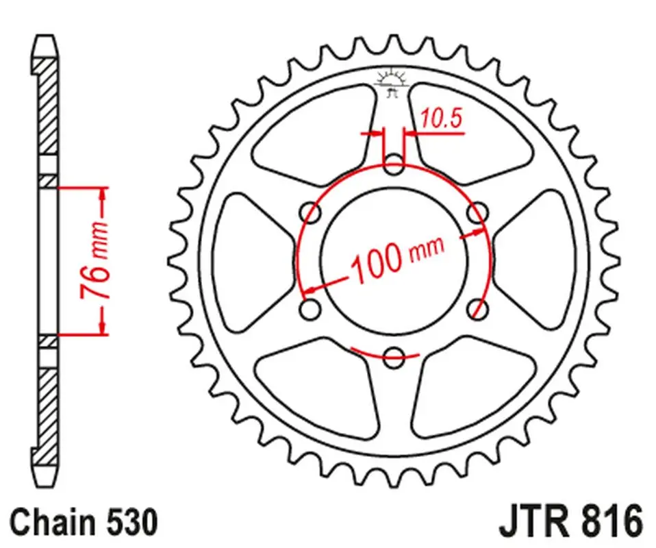 JT zadní řetězové kolečko 816 50 SUZUKI GS 550 '78-82 (81650JT) (ŘETĚZ 530) (JT zadní řetězové kolečko 816 50 SUZUKI GS 550 '78-82 (81650JT) (ŘETĚZ)