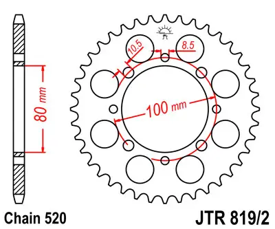 JT zadní řetězové kolo 819 41 SUZUKI GZ 250 MARAUDER (99-10), GN 250 (82-99) (81941JT) (řetěz 520) (JT zadní řetězové kolo 819 41 SUZUKI GZ 250)