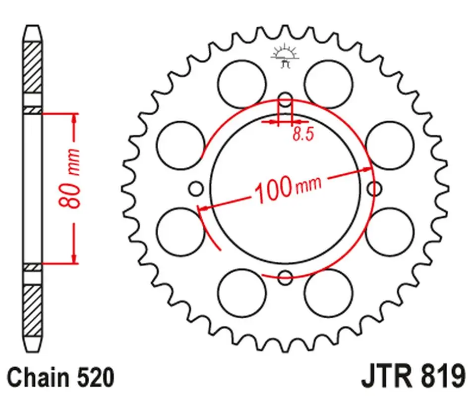 JT zadní řetězové kolečko 819 37 SUZUKI RG 250 '83-84 (81937JT) (ŘETĚZ 520) ( )
