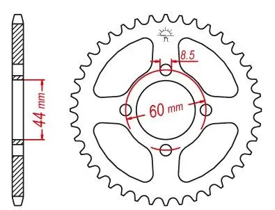 JT zadní řetězové kolečko 832 52 YAMAHA DT 50R 97-98 (83252JT) (řetěz 420) - může být nahrazeno 4461 52 (JTR1832.52) ( )