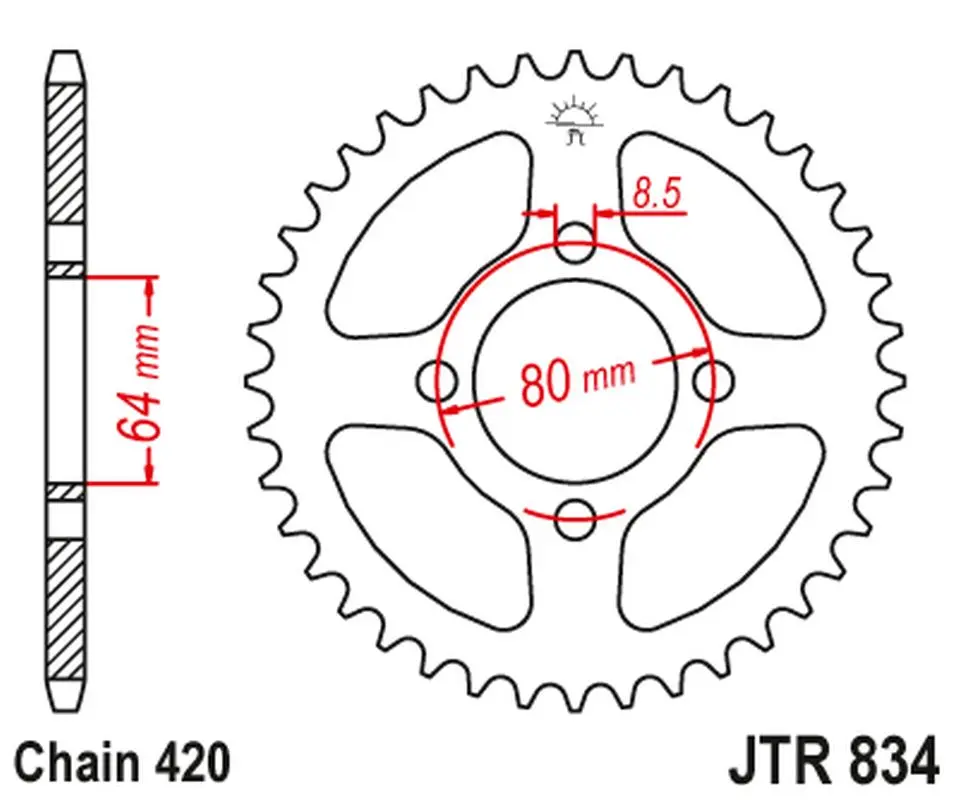 JT zadní řetězové kolečko 834 37 YAMAHA TTR 50 '6-21, YB 100 '76-80 (83437JT) (řetěz 420) (JT zadní řetězové kolečko 834 37 YAMAHA TTR 50 '6-21, YB)