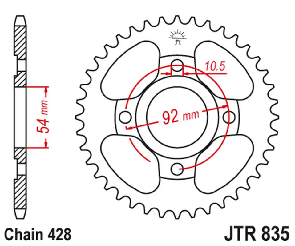JT zadní řetězové kolečko 843 47 YAMAHA TZR 50 konverze (84347JT) (řetěz 428) (JT zadní řetězové kolečko 843 47 YAMAHA TZR 50 konverze (84347JT))