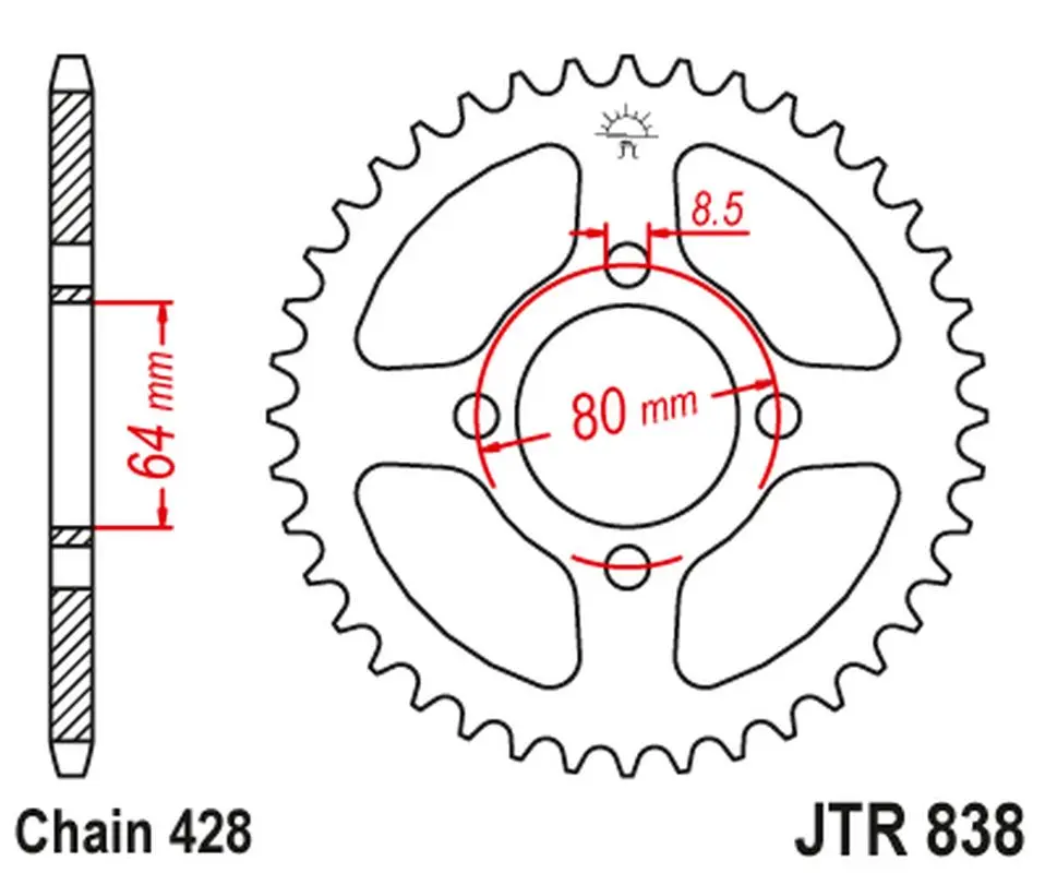 JT zadní řetězové kolečko 838 31 YAMAHA RS 125 '75 (83831JT) (řetěz 428) (JT zadní řetězové kolečko 838 31 YAMAHA RS 125 '75 (83831JT) (řetěz 428))
