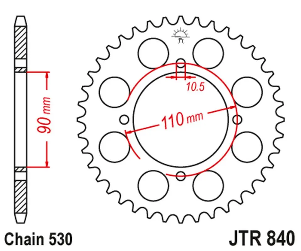 JT zadní řetězové kolečko 854 35 YAMAHA XS 400 '82-83, XS 250 '82 (84035JT) (řetěz 530) (JT zadní řetězové kolečko 854 35 YAMAHA XS 400 '82-83, XS)