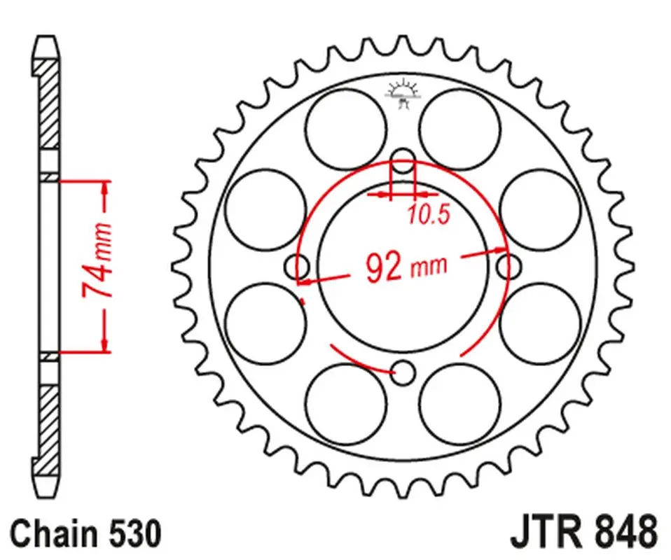 JT řetězové kolečko zadní 848 37 YAMAHA RD 350 '74-76 (84837JT) (řetěz 530) na objednávku (JT řetězové kolečko zadní 848 37 YAMAHA RD 350 '74-76)
