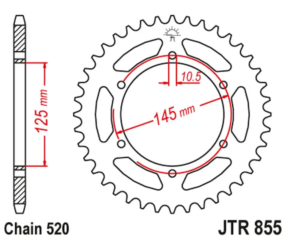 JT zadní řetězové kolečko 866 46 YAMAHA XTZ 750 89-98 (3LD) (86645JTZBK) (řetěz 520) barva černá (JT zadní řetězové kolečko 866 46 YAMAHA XTZ 750)