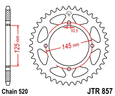 JT zadní řetězové kolečko 857 45 YAMAHA XT 600E 90-03, XT 660Z TENERE 91-00 (85745JTZBK) (řetěz 520) barva černá (JT zadní řetězové kolečko 857 45)
