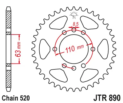 JT řetězové kolo zadní 4675 45 KTM 125 DUKE '14-18, 390 DUKE/RC '13-18 (467545JTZBK)* barva černá (JT řetězové kolo zadní 4675 45 KTM 125 DUKE)