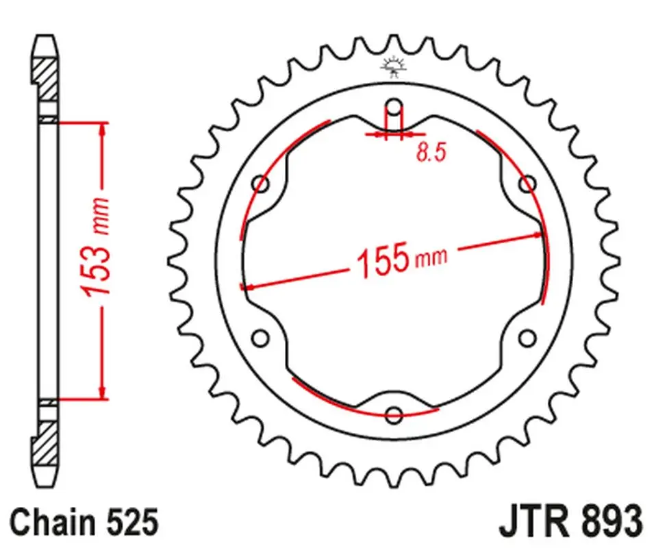 JT zadní řetězové kolečko 4642 38 KTM 1290 SUPERDUKE (14-18) (464238JTZBK) (řetěz 525) barva černá - nahrazuje JTR893.38 (JT zadní řetězové kolečko)
