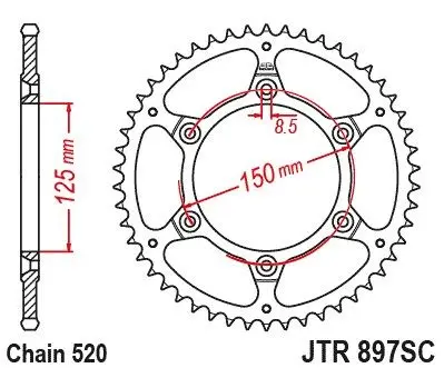 JT rozeta KTM EXC-F (EXCF) 350 / SIX DAYS '24, SMR 450 '23-'24, 690 R ENDURO '19-'24, HUSQVARNA 701 ENDURO '17-'24, FE 350 '24, FS 450 '23-'24, GAS