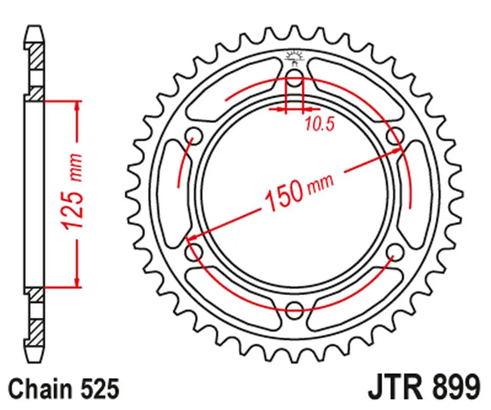 JT rozeta 4454 42 KTM 950/990/1190 ADVENTURE / R LC8 '03-'18 (445442JTZBK) (řetěz 525) barva černá (JT rozeta 4454 42 KTM 950/990/1190 ADVENTURE / R)