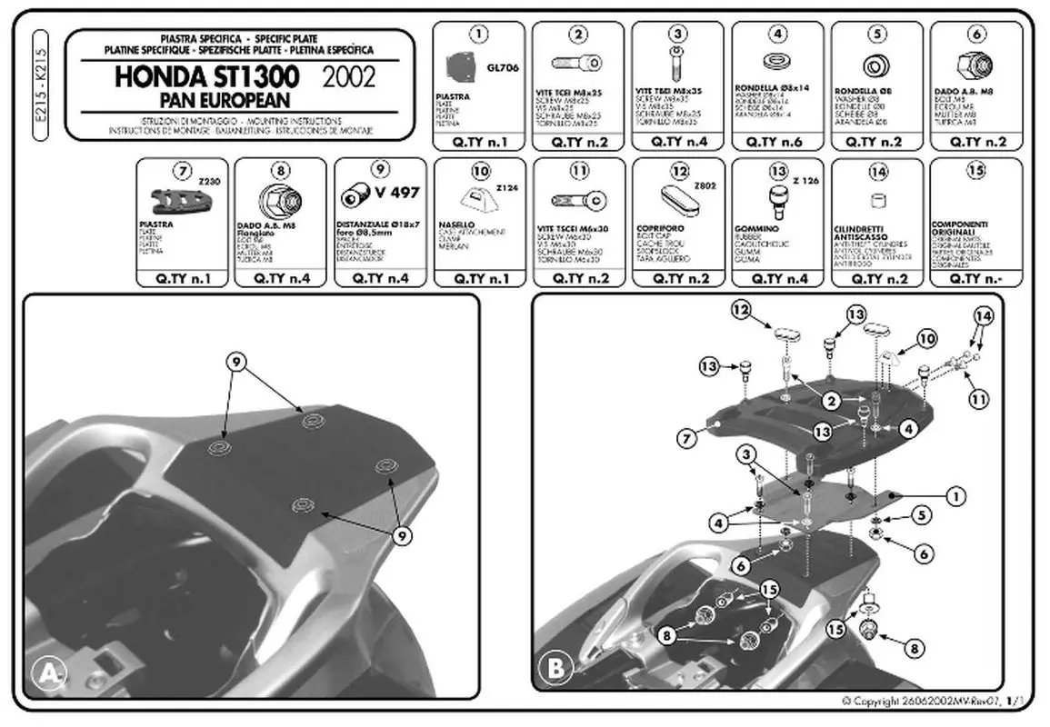 KAPPA zadní nosič kufru HONDA ST 1300 PAN EUROPEAN (02-14) ( s plotnou MONOKEY ) (KAPPA zadní nosič kufru HONDA ST 1300 PAN EUROPEAN (02-14) ( s)