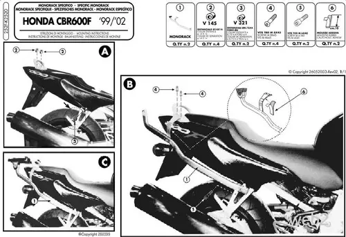 KAPPA zadní nosič kufru HONDA CBR 600F (99-09) ( bez plotny ) (KAPPA zadní nosič kufru HONDA CBR 600F (99-09) ( bez plotny ))
