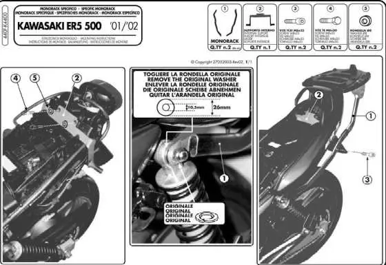 KAPPA zadní nosič kufru KAWASAKI ER5 500 (01-07) ( bez plotny ) (KAPPA zadní nosič kufru KAWASAKI ER5 500 (01-07) ( bez plotny ))