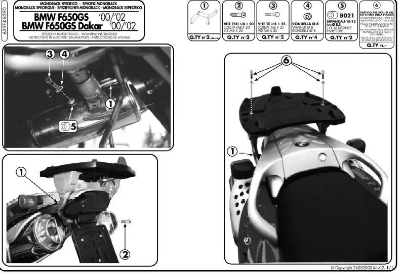 KAPPA zadní nosič kufru BMW F 650GS (00-03), F 650GS DAKAR (00-03) ( bez plotny ) ( )