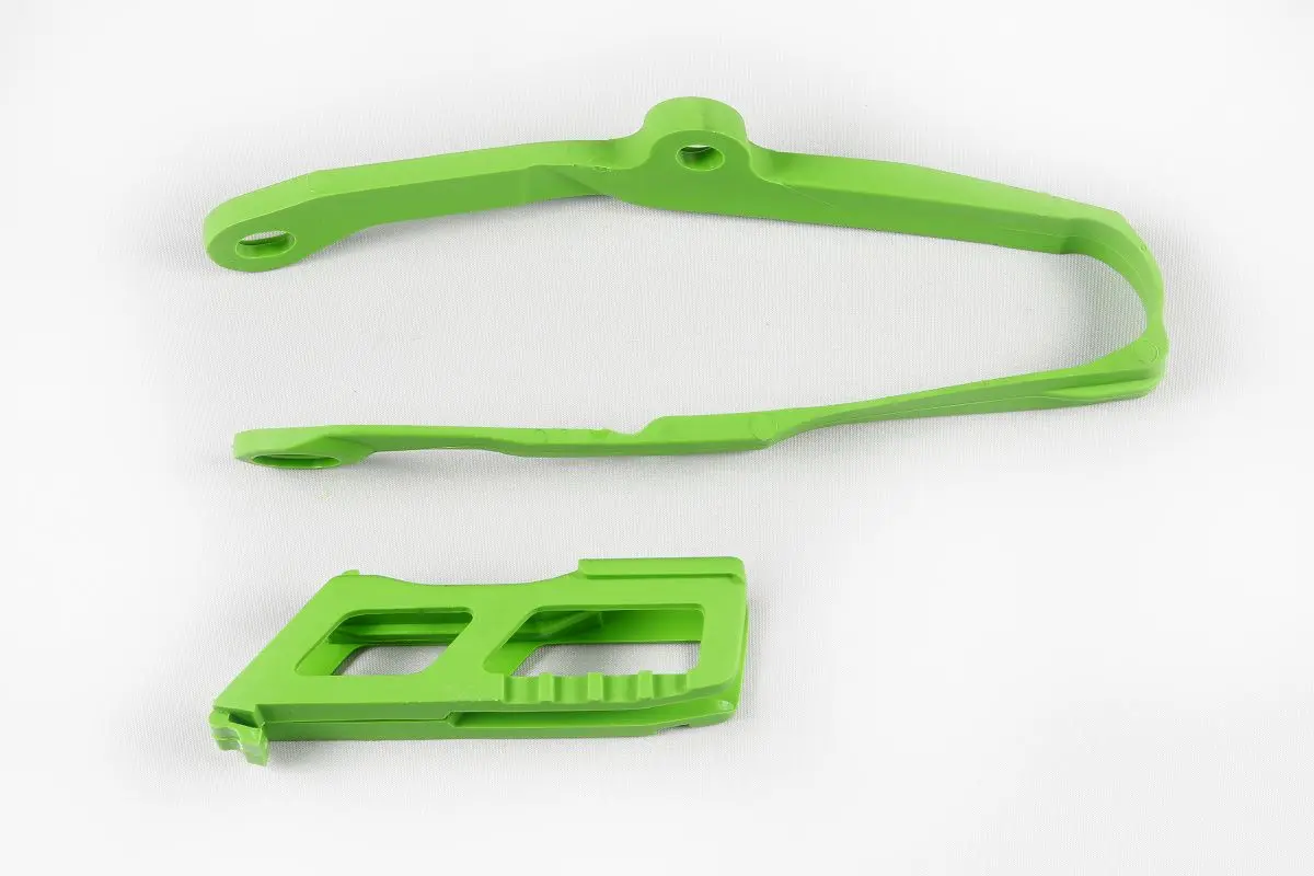 UFO komplet kluzák + vodítko řetězu KAWASAKI KXF 250 17-20, KXF 450 16-18, barva zelená (UFO komplet kluzák + vodítko řetězu KAWASAKI KXF 250 17-20,)