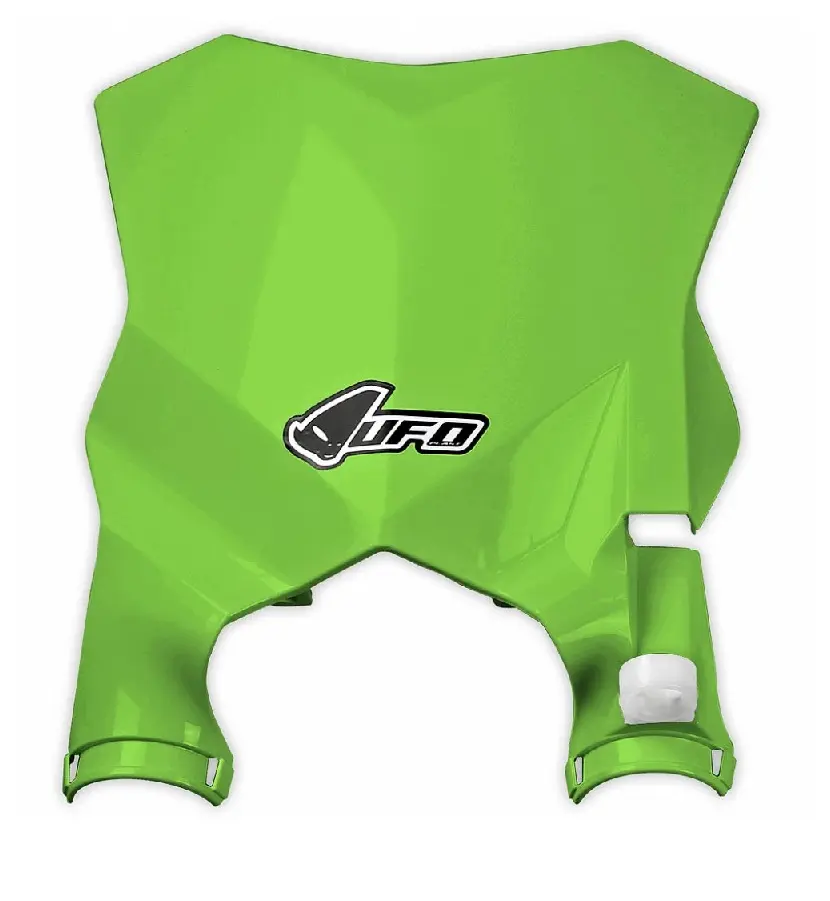 UFO tabulka na startovací číslo KAWASAKI KXF 250 17-26, KXF 450 16-25 barva zelená (s kryty tlumičů) (UFO tabulka na startovací číslo KAWASAKI KXF)