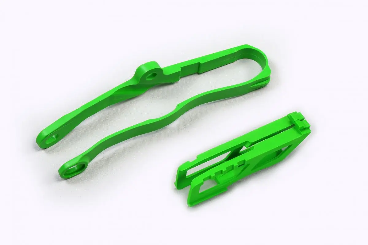UFO komplet kluzák + vodítko řetězu KAWASAKI KXF 250 21-25, KXF 450 19-25 barva zelená (UFO komplet kluzák + vodítko řetězu KAWASAKI KXF 250 21-25,)