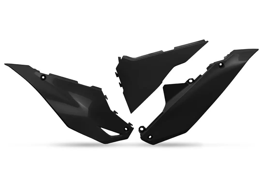 UFO boční tabulky na startovací číslo KAWASAKI KXF 250 25-26, KXF 450 24-26, barva černá (UFO boční tabulky na startovací číslo KAWASAKI KXF 250)