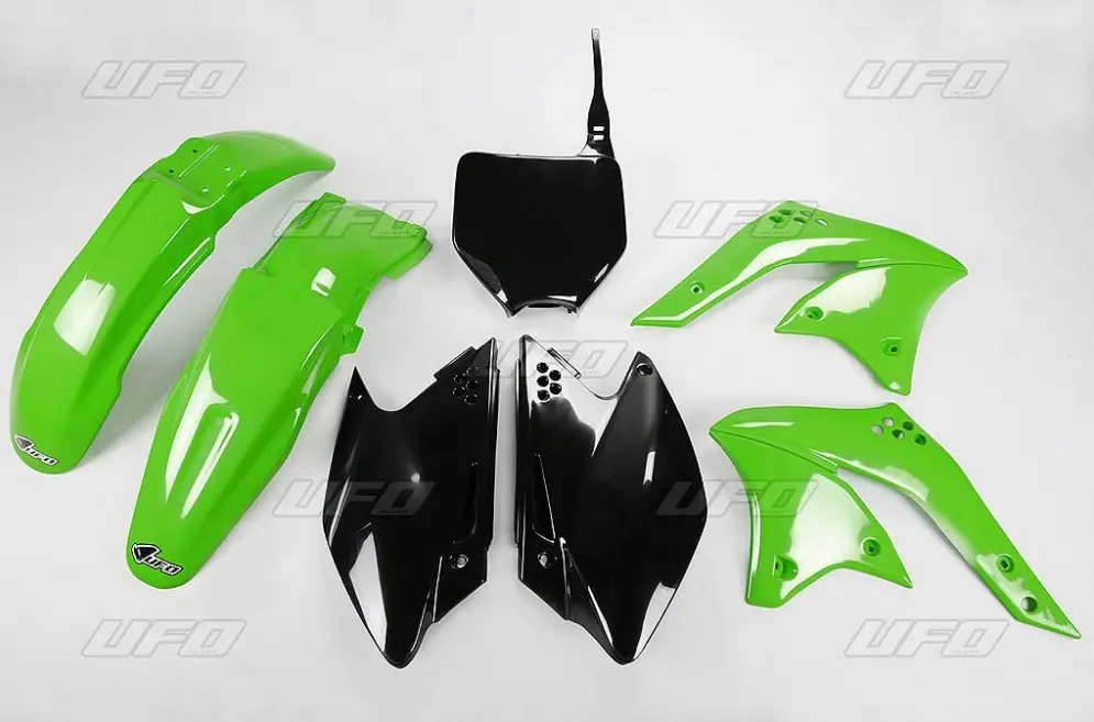UFO kompletní sada plastů KAWASAKI KXF 250 08 barva OEM (zelená/černá) (KA210E999) (UFO kompletní sada plastů KAWASAKI KXF 250 08 barva OEM)