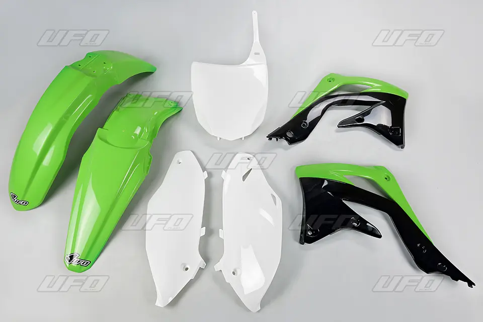 UFO kompletní sada plastů KAWASAKI KXF 450 12 barva OEM (zelená/bílá/černá) (KA217E999) (UFO kompletní sada plastů KAWASAKI KXF 450 12 barva OEM)