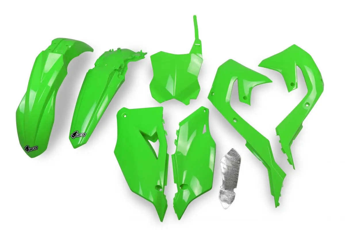 UFO kompletní sada plastů KAWASAKI KXF 250 21-24, KXF 450 19-23 barva OEM 20 (zelená) (KA227E999A) (UFO kompletní sada plastů KAWASAKI KXF 250 21-24,)