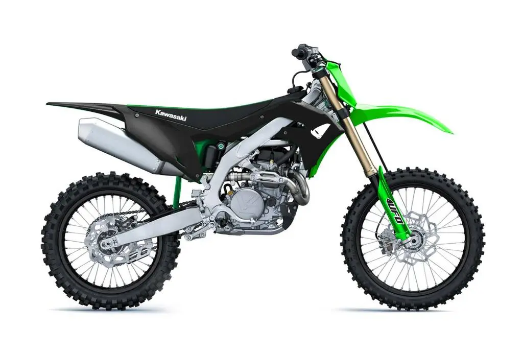 UFO kompletní sada plastů KAWASAKI KXF 250 21, KXF 450 19-24 barva černá / zelená ( včetně krytů přední vidlice a samolepek ) (UFO kompletní sada)