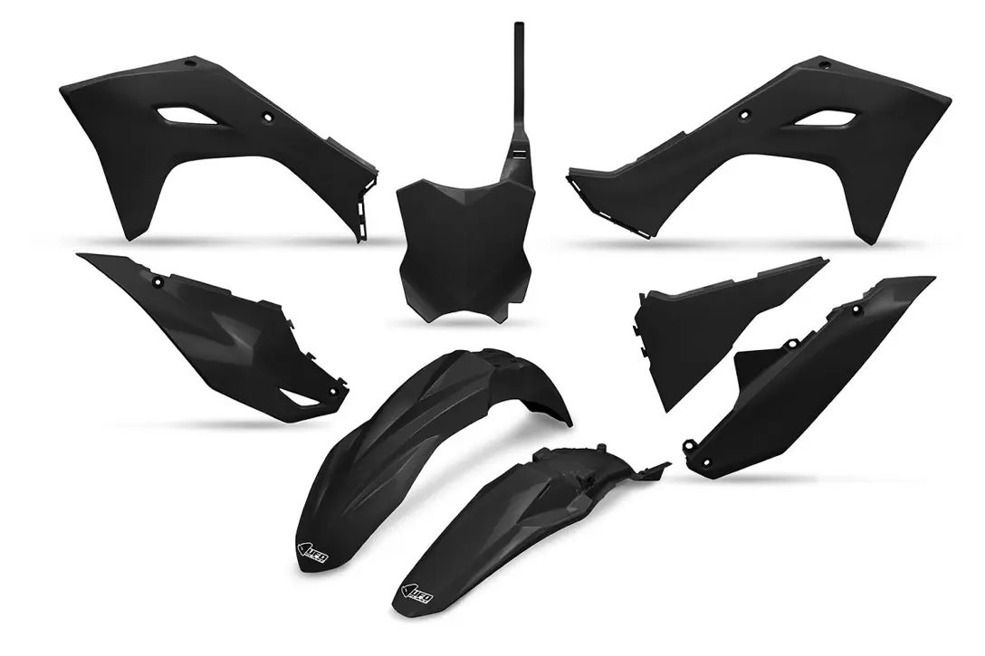 UFO kompletní sada plastů KAWASAKI KXF 250 25, KXF 450 24-26, KX 450X 24-26 barva černá ( )