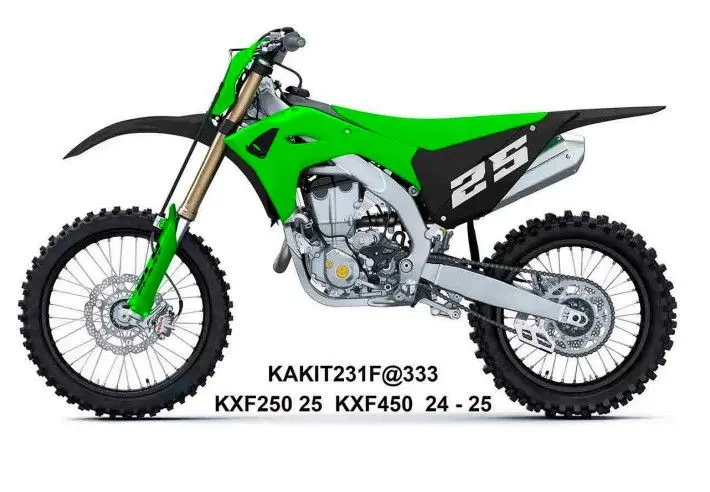 UFO kompletní sada plastů (FULL KIT) s kryty tlumičů KAWASAKI KXF 250 25, KXF 450 24-26, KX 450X 24-26 barva zelená / černá (UFO kompletní sada)