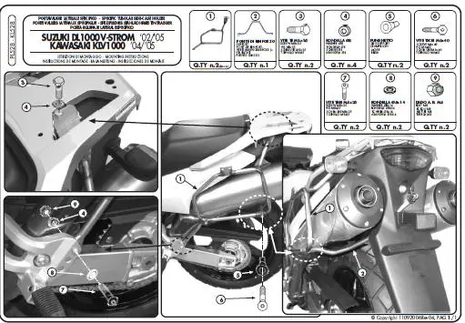 KAPPA boční nosič kufru MONOKEY SUZUKI DL 1000 V-STROM (02-11), KAWASAKI KLV 1000 (04-09) - také pod kufry MONOKEY KMS K'MISSION ALU (KAPPA boční)