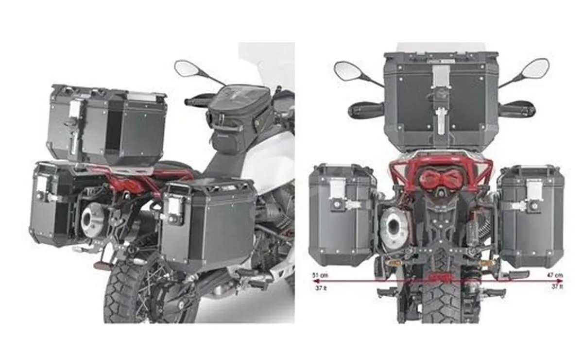 KAPPA rychloupínací boční nosič kufru MONOKEY CAM SIDE MOTO GUZZI V85 TT 19-23 - pod kufry KFR KFORCE a KVG KVOYAGER ALU (KAPPA rychloupínací boční)