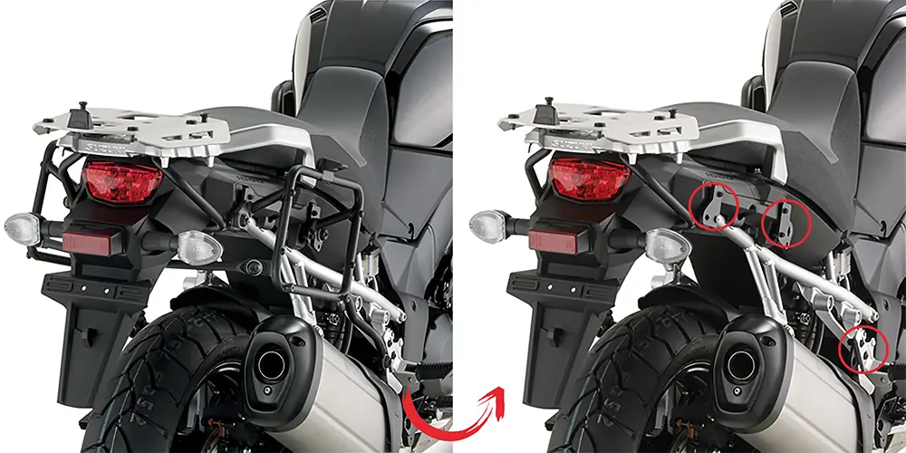 KAPPA boční nosič kufru rychlomontáž MONOKEY SUZUKI DL 1000 V-STROM 14-19 - také pod kufry MONOKEY KMS K'MISSION ALU (KAPPA boční nosič kufru)