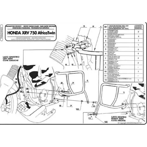 KAPPA padací rám HONDA XRV 750 AFRICA TWIN (TN362) černý (KAPPA padací rám HONDA XRV 750 AFRICA TWIN (TN362) černý)