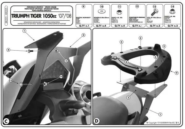 KAPPA nosič zadního kufru TRIUMPH TIGER 1050 (07-12) ( s plotnou MONOKEY ) (KAPPA nosič zadního kufru TRIUMPH TIGER 1050 (07-12) ( s plotnou MONOKEY)