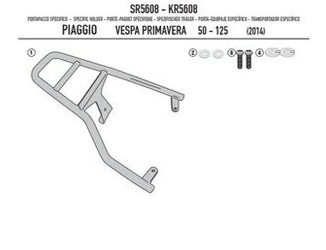 KAPPA zadní nosič kufru PIAGGIO VESPA PRIMAVERA 50-125-150 (14-25), VESPA SPRINT 50-125-150 (14-25) ( bez plotny ) (KAPPA zadní nosič kufru PIAGGIO)