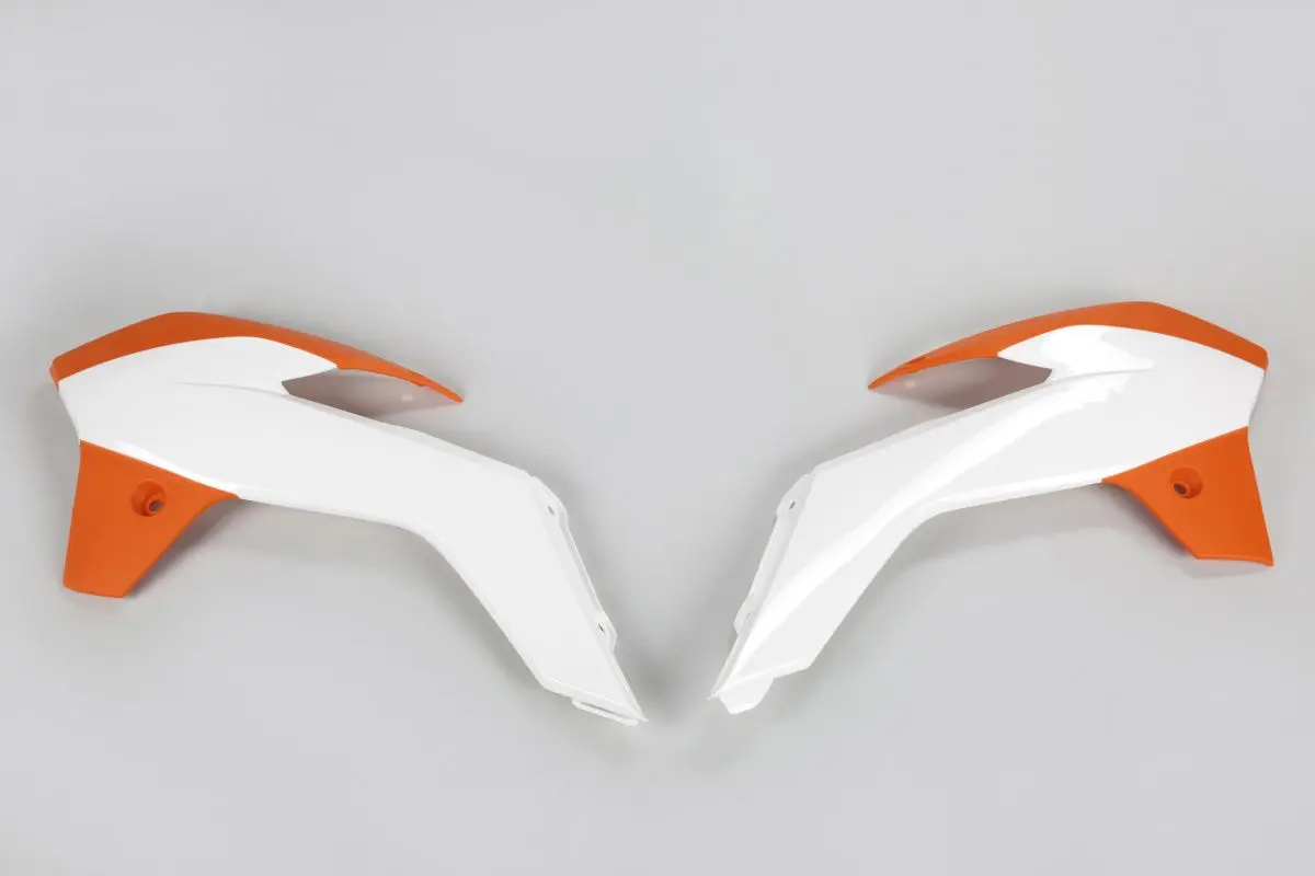 UFO kryty chladiče KTM SX 85 13-17, barva (bílá/oranžová) (UFO kryty chladiče KTM SX 85 13-17, barva (bílá/oranžová))