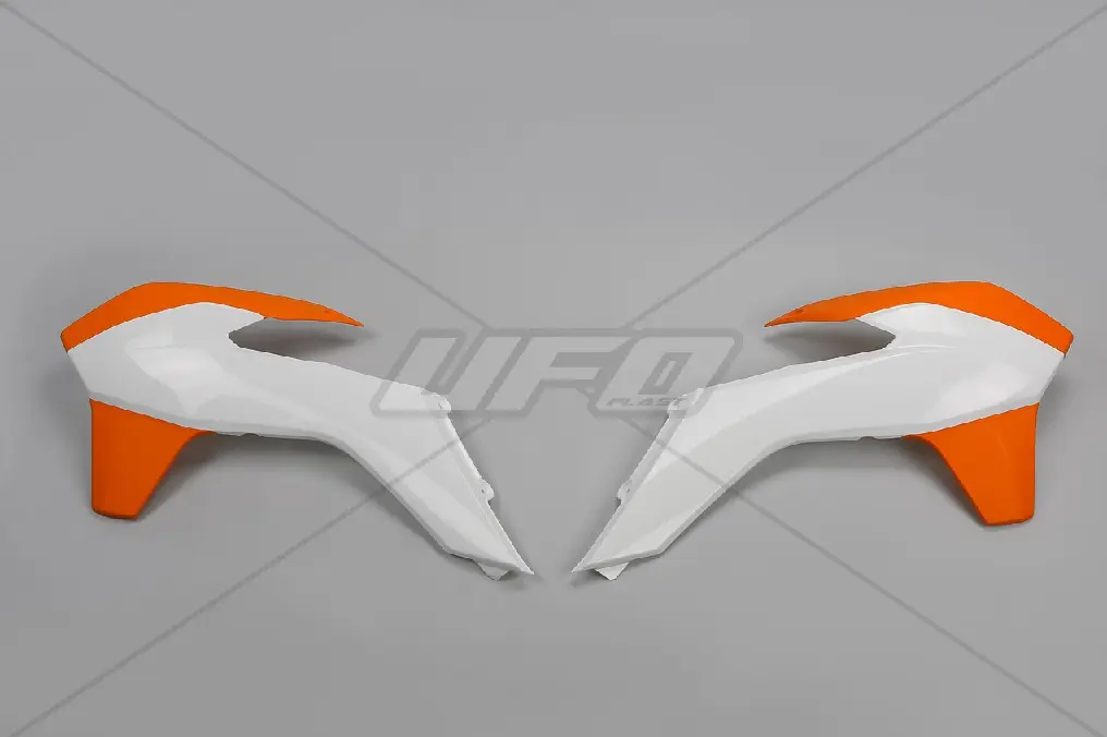UFO kryty chladiče KTM SX/SXF 13-15, EXC 14-16 barva bílá/oranžová (UFO kryty chladiče KTM SX/SXF 13-15, EXC 14-16 barva bílá/oranžová)