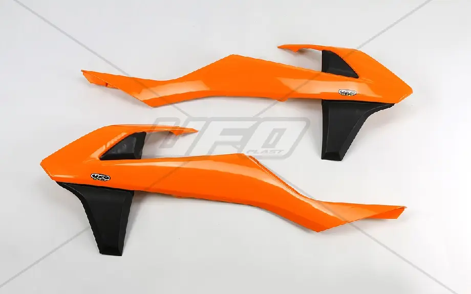 UFO kryty chladiče KTM SX/SXF 16-18 (kromě SX 250 16), EXC/EXCF TPI 17-19, barva OEM (oranžová/černá) ( )