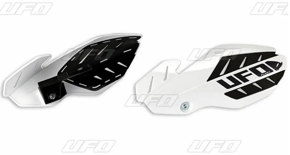 UFO kryty páček FLAME KTM SX 125 14-15, EXC 125 14-16, barva bílá/černá (s upevněním) - nahrazený PM01652041 + PM01678 (UFO kryty páček FLAME KTM SX)