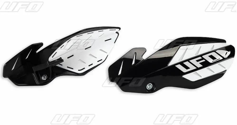 UFO kryty páček FLAME KTM SX 125 16, SX 250 14-16, EXC 250/300 14-16, SXF/EXCF 14-16, barva černá/bílá (s upevněním) - nahrazený PM01652001 + PM01678