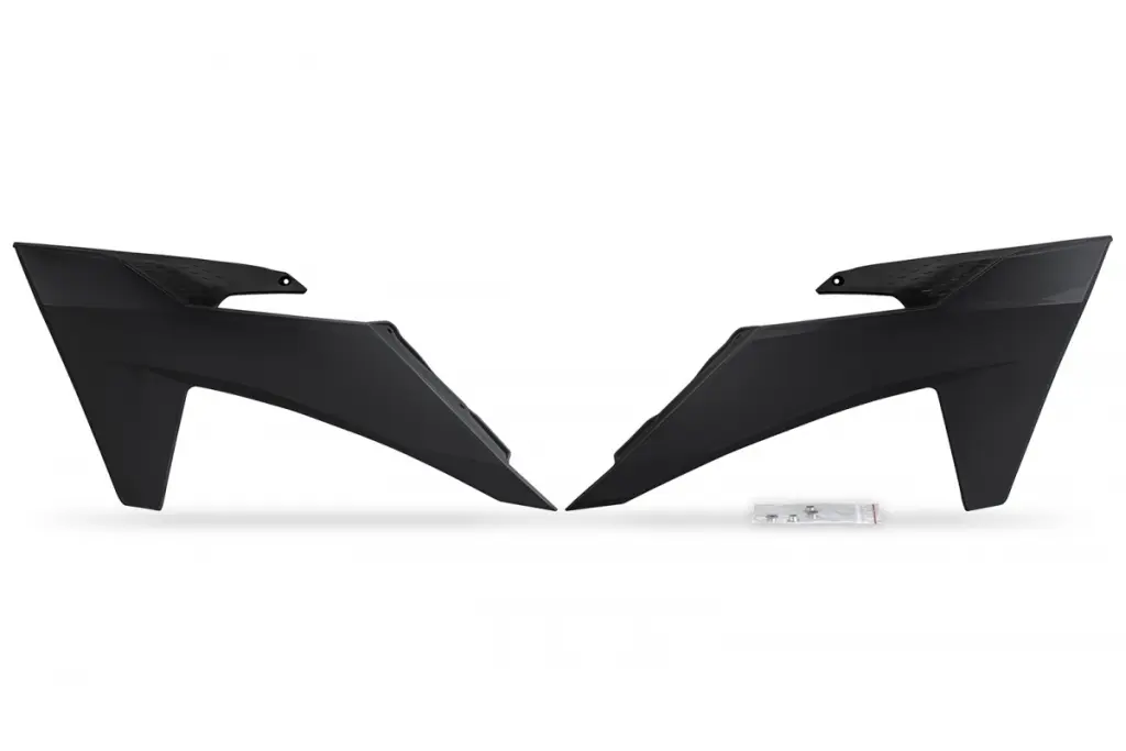 UFO kryty chladiče KTM SX/SXF(SX-F) 125/250/300/350/450F 23-24, EXC/EXCF(EXC-F) 150/250/300/350/450/500 TBI 24-26 barva černá (UFO kryty chladiče KTM)