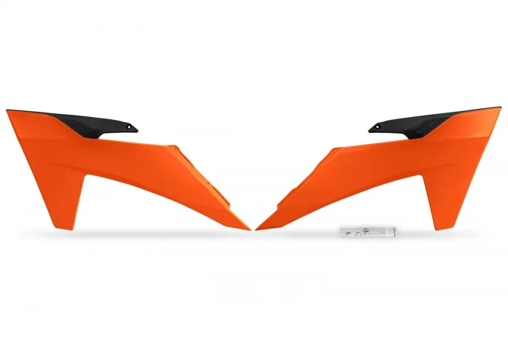 UFO kryty chladiče KTM SX/SXF(SX-F) 125/250/300/350/450F 23-24, EXC/EXCF(EXC-F) 150/250/300/350/450/500 TBI 24-26 barva oranžová (UFO kryty chladiče)