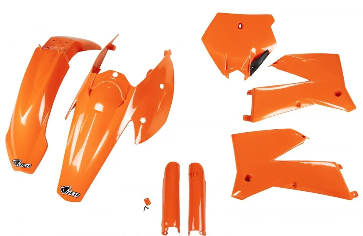 UFO kompletní sada plastů (FULL KIT) s kryty tlumičů KTM SX 05-06, EXC 05-07 barva oranžová (KT503E127) ( )