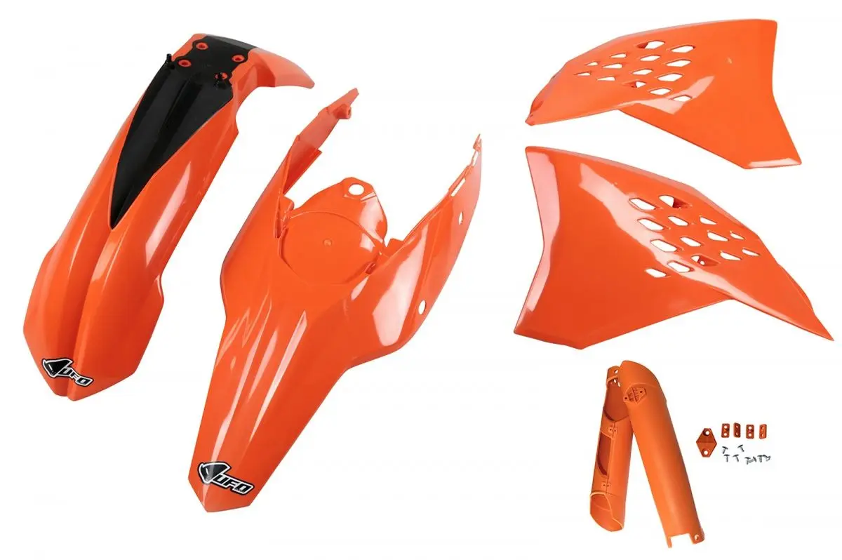 UFO kompletní sada plastů (FULL KIT) s kryty tlumičů KTM EXC 09-10 barva oranžová (KT511E127) ( )