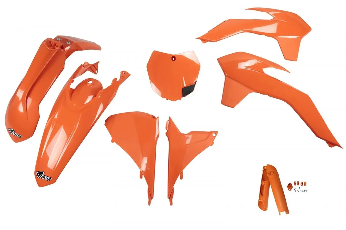 UFO kompletní sada plastů (FULL KIT) s kryty tlumičů KTM SX/SXF 13-15, SX 250 16, barva oranžová ( )