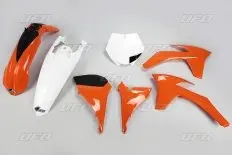 UFO kompletní sada plastů KTM SX/SXF 16-18 barva OEM 17 (oranžová/bílá) (KT517E999X) (UFO kompletní sada plastů KTM SX/SXF 16-18 barva OEM 17)