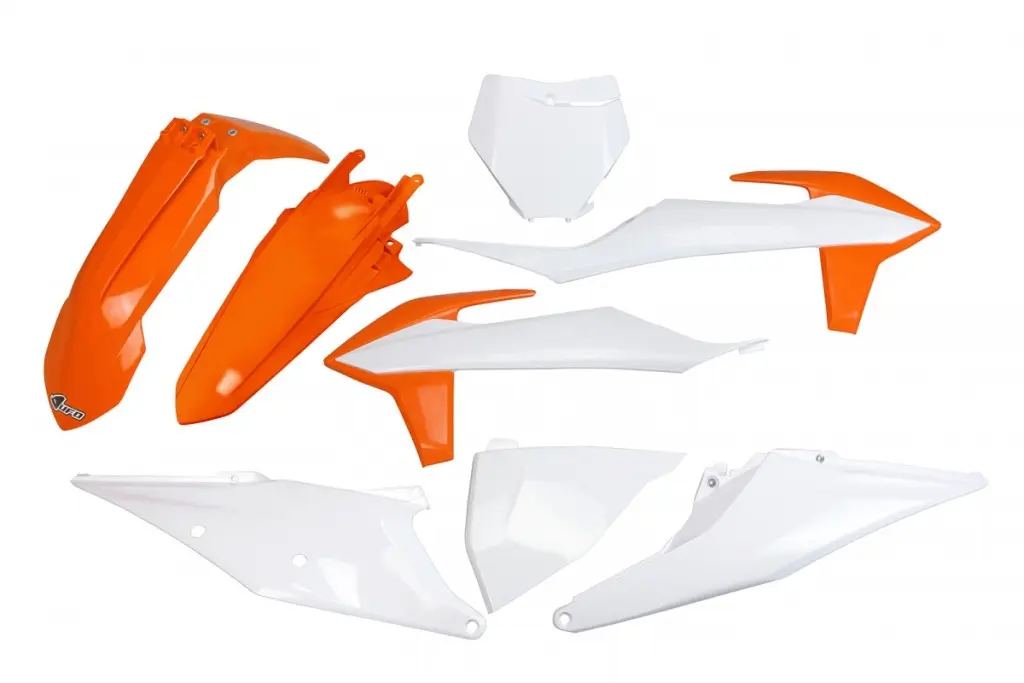 UFO kompletní sada plastů KTM SX 125/150/250 19-22, SXF (SX-F) 250/350/450 19-22 barva OEM 21 (bílá/oranžová) (UFO kompletní sada plastů KTM SX)