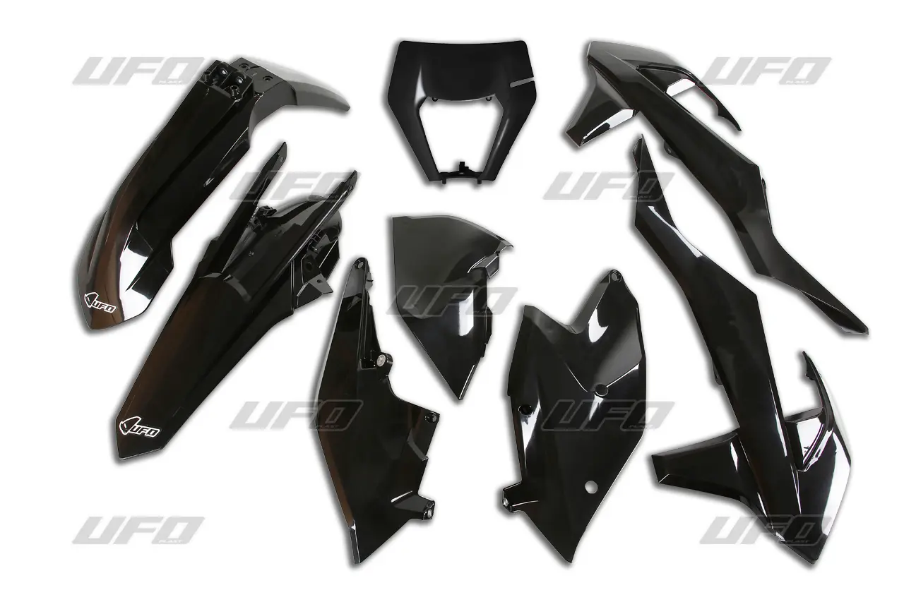 UFO kompletní sada plastů KTM EXC/EXC-F TPI 17-19 s krytem světla barva černá (KT523E001) (UFO kompletní sada plastů KTM EXC/EXC-F TPI 17-19 s krytem)